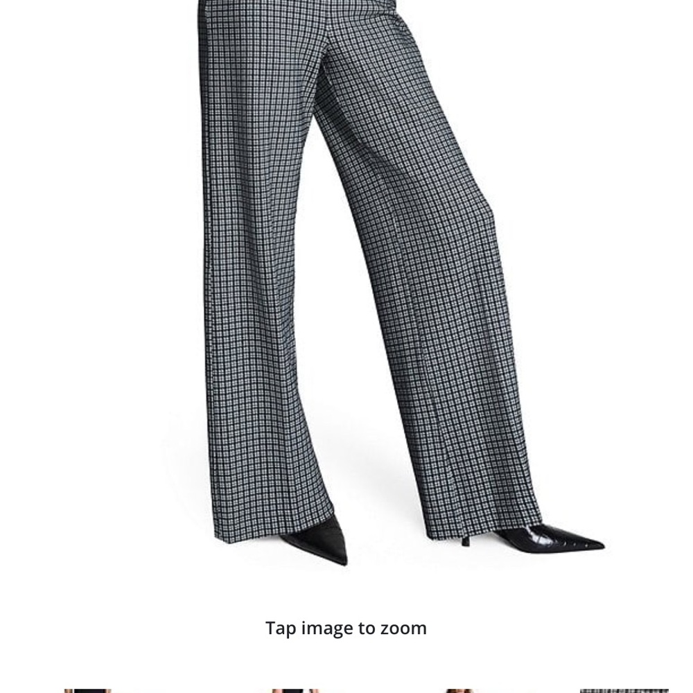 SPANX Black and White Grid Wide Leg Pants Size Large Stretch